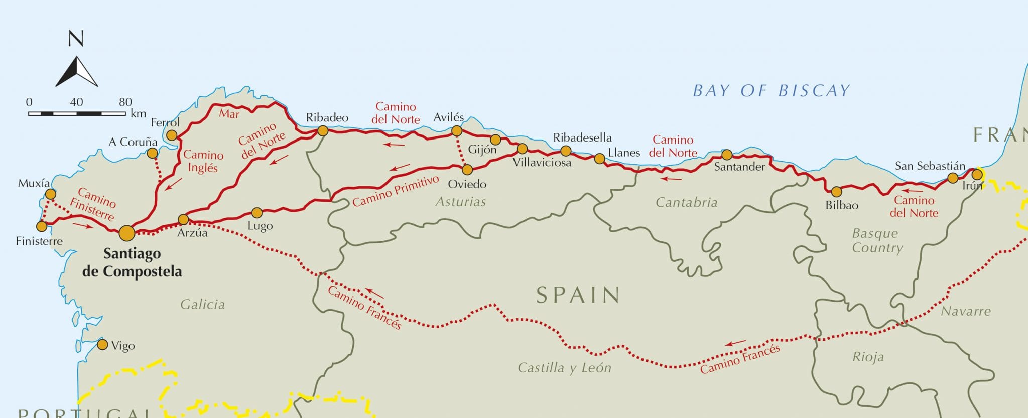 camino del norte route map